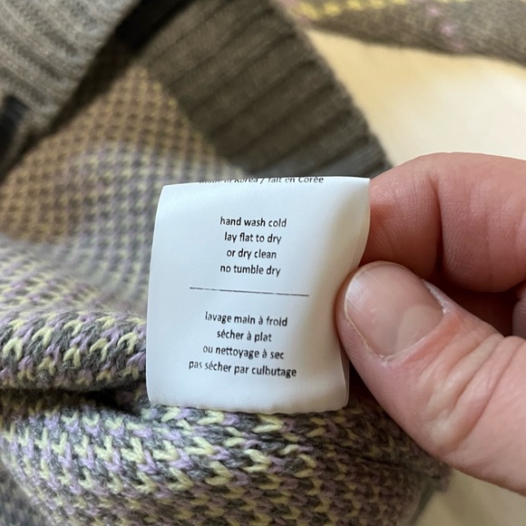 Oak + Fort Argyle Knit Cardigan Grey / Purple / Yellow size Small - Picture 10 of 13